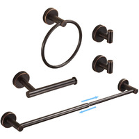 Fairgia Bronze Bathroom Accessories, Oil Rubbed Bronze Hardware Set Includes 15 To 24 Inch Towel Bar Toilet Paper Holder Hand Towel Ring 2 Robe Hook Wall Mount 5 Pieces