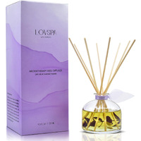 Lovspa Lavender & Eucalyptus Scented Sticks Reed Diffuser Set - De-Stress Scented Sticks - Relaxing Blend Of Woody Lavender, Sage, Eucalyptus & Rosemary Essential Oils