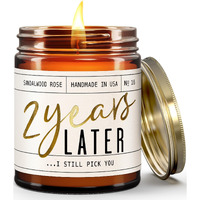 2 Year Anniversary Gifts For Her - '2 Year Later' Candle, W/Sandalwood Rose - Infused W/Essential Oils I 2Nd Anniversary Gifts For Her I 2Nd Wedding Anniversary Gifts For Wife I 50Hr Burn I Usa Made