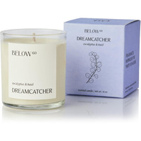 Below 60 Scented Candle - Dreamcatcher - Essential Oil-Based Fragrance - Hand-Made With Paraffin-Free Soy Wax - 100% Cotton Wick - 50 Hr Burn Time - Founded By Hilary Duff - Eucalyptus & Basil (10Oz)