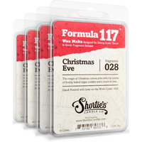 Shortie's Candle Company Christmas Eve Wax Melts Bulk Pack - 4 Highly Scented 3 Oz. Bars (12 Oz. Total) - Made With Natural Oils - Christmas & Holiday Air Freshener Cubes Collection