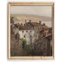 Kizbok Vintage Wall Art - Retro Rustic European Cityscape Canvas Oil Painting For Vintage Room Decor, Cozy Bedroom & Bathroom Decor (8"" X 10"" - Unframed)
