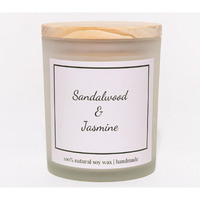 Natural Sandalwood & Jasmine Candle, Luxury Scented Soy Jar Candle, Home Fragrance Gifts, Aromatherapy Gifts, Natural Soy Wax & Natural Essential Oils