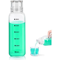 Mytium Glass Mouthwash Dispenser For Bathroom - 10 Oz Mouth Wash Dispensers With Lid Cup, Refillable Mouthwash Bottle Countertop Bathroom Accessories