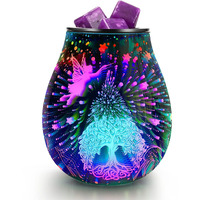 Inrorans Fairy Wish Tree Electric Oil Warmer Led Colorful 3D Glass Wax Melt Burner Fragrance Melter For Home Office Bedroom Living Room Gifts & Decor