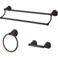 Kingston Brass Bak175348Orb Heritage 3-Piece 24-Inch Dual Towel Bar Bathroom Accessory Set In Oil Rubbed Bronze