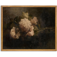 Kbkbart Framed Canvas Wall Art Vintage Decor, Dark Vintage Still Life Flower Canvas Oil Painting, Classical Moody Peony Bouquet Prints For Wall Decor, Antique Floral Art Painting Victorian Decor Artwork For Bedroom Living Room Bathroom Gallery(8""X10"")