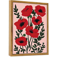 Artzio Vintage Floral Oil Painting Wall Art 8X10 Inches - Farmhouse Botanical Landscape Artwork, Red Flowers Framed Canvas Print For Bedroom, Living Room Decor, Ready To Hang