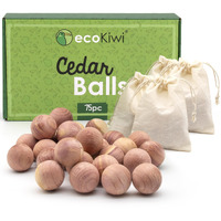 Ecokiwi Cedar Balls For Clothes Storage 75 Pack - 100% Natural Red Cedar Blocks For Clothes Storage - Aromatic Cedar Chips For Closets & Drawers - Cedarwood Oil Planks With Sandpaper & 3 Cotton Bags