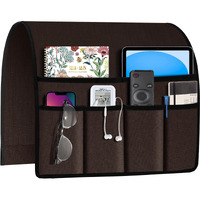 Joywell Remote Holder For Recliner Armchair Caddy Couch Armrest Non Slip Sofa Arm Chair Caddie With 6 Pocket For Magazine, Tablet, Phone, Ipad, Think Linen, Coffee