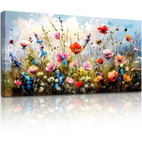 Serimino Large Wall Art For Living Room Canvas Prints, Nature Floral Botanical Farmhouse Wall Decor, Colorful Flower Market Modern Oil Paintings Home Bathroom Decor Aesthetic 24""X48""
