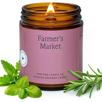 Fontana Candle Company - Farmer's Market Jar Candle | Lightly Scented Candle | Made From Beeswax And Coconut Oil | Essential Oil | Wood Wick | Long Lasting | Clean Burning And Non Toxic