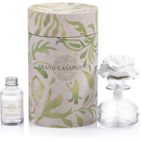 Zodax Grand Casablanca Reed Diffuser - Home Fragrance Oil Diffuser Ideal For Living Room, Bathroom, Office - Porcelain Flower Design - Gift Box Packaging Included - Wild Tuberose - 1.69 Oz.