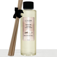 Lovspa Soothe Tahitian Vanilla Bean Reed Diffuser Refill Oil With Replacement Reed Sticks | Vanilla Absolute, Amber And Tonka Bean Essential Oils, 4 Oz - Made In The Usa