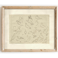 Kizbok Neutral Wall Art Decor Vintage Flying Birds Sketch Canvas Prints Antique Animals Drawing Oil Painting, Rustic Neutral Art Pictures For Bedroom, Farmhouse Wall Decor For Bathroom Home(8"" X 10""-Unframed)