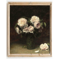 Kizbook Vintage Floral Wall Art Prints, Moody Dark Roses Canvas Oil Painting, Vintage Flower Picture Prints For Wall Decor, French Country Decor For Gallery Kitchen Bathroom Wall Decor( 8"" X 10""-Unframed)