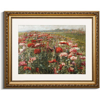 Viyyiea Gold Framed Wall Art Canvas Print Home Decor Red Poppies Oil Paintings Classical Floral Wall Pictures For Bedroom Bathroom Living Room Flower Canvas Prints Artwork Vintage Gifts 13X16In