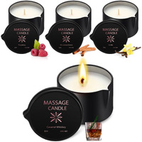 Nuanchu 4 Pcs Massage Oil Candle, 6 Oz Ignite Low Temp Scented Body Oil Candles For Massage Therapy Soy Based Home Gift Spa Use 4 Scent
