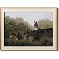 Insimsea Framed Canvas Wall Art Of Rabbit Animal - Vintage Easter Bunny Room Decor, Aesthetic Wall Art Home Decor Oil Painting For Living Room Bedroom Botanical Landscape Farmhouse Wall Decor 12X16In