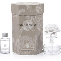 Zodax Grand Casablanca Reed Diffuser - Home Fragrance Oil Diffuser Ideal For Living Room, Bathroom, Office - Porcelain Flower Design - Gift Box Packaging Included - Versailles Tuberose - 1.69 Oz.