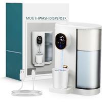 Deewaves Automatic Mouthwash Dispenser For Bathroom,20.29 Oz Smart Mouthwash Dispenser For Kids And Adult With Magnetic Cups, 4 Dispensing Levels,Led Screen,Wall Mounted,Usb Rechargeable