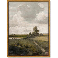 Kbkbart Vintage European Landscape Oil Painting, Rustic Farmhouse Decor Country Print, Vintage Art For Bathroom, Bedroom, Living Room (12""X16"")