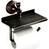 Oil Rubble Bronze Brass Bath Toilet Paper Holder With Phone Shelf, Wall Mounted Black Bathroom Hardware Accessories, Pattern Carving Design