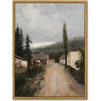 Kbkbart Framed Wall Art, Vintage European Village Country Canvas Art Prints Farmhouse Decor, Vintage Oil Painting Picture, Rustic Landscape Wall Decor For Bathroom, Bedroom Living Room, Vintage Art(16""X24"")