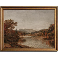 Kbkbart Framed Vintage Wall Art For Living Room Bedroom Decor, Retro Watercolor Autumn Landscape Oil Painting, Rustic Farmhouse Decor Canvas Wall Art, Vintage Art Fall Wall Decor (16""X24"")