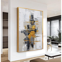 Hand-Painted Abstract Wall Art For Living Room,Framed Black And White Canvas Oil Painting For Bedroom,3D Gold Thick Textrued Abstract Artwork For Office Decoration 32X48 Inches