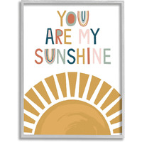 Stupell Industries You Are My Sunshine Phrase Children's Sun Rise Grey Framed Wall Art, 16 X 20, Yellow