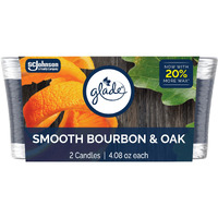 Glade 1-Wick Scented Candle Jar, Smooth Bourbon & Oak, Air Freshener Infused With Essential Oils, 4.08 Oz, 2 Count