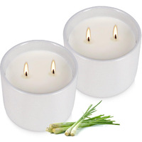 Wfmolcand 2-Pack Citronella Candles In White Ceramic Jars - 2 Cotton Wicks, Citronella Oil With Elegant White Pillar Design Perfect For Outside Patio, Camping & Garden, Summer Gifts For Indoor Home
