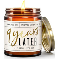 9 Year Anniversary Gifts For Her - '9 Year Later' Candle, W/Sandalwood Rose - Infused W/Essential Oils I 9Th Anniversary Gift I 9 Year Wedding Anniversary Gifts For Wife/Girlfriend I Usa Made