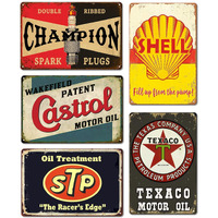 Vintage Metal Tin Signs Retro Garage Signs For Men Wall Decorations Old Car Shop Posters Oil And Gas Station Sign Man Cave Decor 5 Pces 8  12 Inch