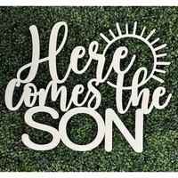Here Comes The Son Sign For Backdrop,Wooden Sunshine Sun Baby Shower Sign For Gender Reveal Baby Shower Birthday Party Decor Supplies