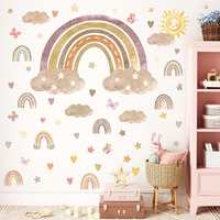 Boho Rainbow Wall Decals Peel And Stick Large Rianbow Sun Cloud Wall Stickers Cute Heart Star Butterfly Small Rainbow Wall Stickers For Girls Bedroom Nursery Classroom Kids Room Decor