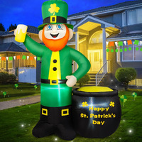 Brdjade 6Ft St Patricks Day Inflatables Outdoor Decorations, Leprechaun Inflatable Holds Beer Cup With Pot Of Gold Built-In Led Lights, St Patricks Day Decorations For Party Holiday Yard Garden Decor
