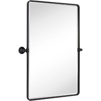 Tehome Pivot Oil Rubbed Bronze Rectangle Bathroom Mirror Beveled Tilting Rectangular Bathroom Vanity Mirrors For Wall Vertical Wall Mounted Pivoting Mirrors, 25X35''