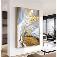 Framed Gold Oil Painting For Living Room,Hand Painted Abstract Canvas Wall Art For Bedroom,3D Modern Art Canvas Pictures Office Kitchen Home D  Cor 30X44 Inches