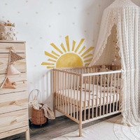 Astrkiz Large Boho Half Sunrise Wall Decals Peel And Stick, Watercolor Sun Decal Sunrise Wall Murals Stickers, Starburst Wall Stickers For Kids Room Playroom Nursery Bedroom, 47.28"" X 26.40""