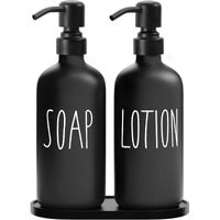 Momeemo Black Soap Dispenser Bathroom, Contains Lotion And Hand Soap Dispenser, Suitable For Bathroom Accessories Decor. (Black)