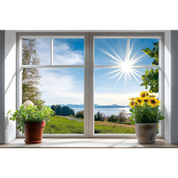 Woohooroo Peel And Stick Fake Window Flower Pots Sunshine Decoration Poster Picture Wall Sticker Decor Mural Wall Door Self-Adhesive Removable Decoration,32"" X 48""