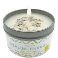 White Sage Candle, Sage Leaf, Himalayan Crystal Salt & Essential Oil, Healing Energy, Crystal Candle