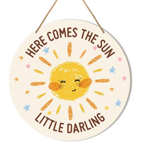 Baby Girl Boy Nursery Wall Decor, Boho Sunshine Nursery Hanging Sign Decor Bohemia Wall Decoration Wood Sign For Kids Bedroom, Playroom, Gift For Newborn Baby Girl Boy Toddler, Here Come The Sun