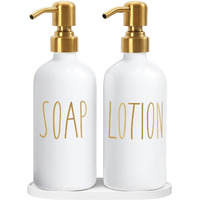 Momeemo Bathroom Soap Dispenser Set, Contains Lotion And Hand Soap Dispenser, Suitable For Bathroom Decor. (White)