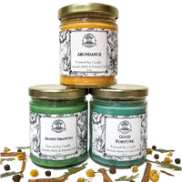 Money Candle Spell Set | Abundance, Prosperity, Success & Wealth Rituals | Handmade With Herbs & Essential Oils | Wiccan, Pagan & Magick Conjure