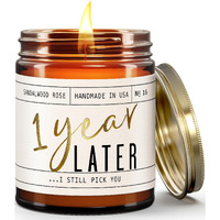 1 Year Anniversary Gifts For Girlfriend Or Wife - '1 Year Later' Candle, W/Sandalwood Rose - Infused W/Essential Oils I 1St Anniversary Gift I One Year Anniversary Gifts For Her I 50Hr Burn, Usa Made