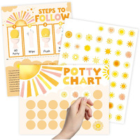 Fysuimu Boho Potty Training Chart For Toddler Kids, 10 Potty Charts With 4 Sheets Sun Potty Reward Stickers & 1 Instruction Sheet, Cute Potty Sticker Chart For Girl Boy Bedroom Bathroom Wall Door