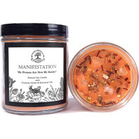 Manifestation Affirmation Candle | 9 Oz Natural Soy Wax & Citrine Crystals, Herbs & Essential Oils | Dreams, Wishes, Law Of Attraction Rituals | Wiccan, Pagan, Magick, Spirituality